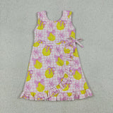 GSD3683 Lemon Bows Pink Scallop Edge Yoga Girl's Dress Onesie