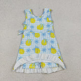 GSD3684 Lemon Bows Scallop Edge Yoga Girl's Dress Onesie