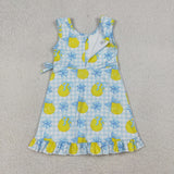 GSD3684 Lemon Bows Scallop Edge Yoga Girl's Dress Onesie