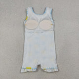 GSD3684 Lemon Bows Scallop Edge Yoga Girl's Dress Onesie