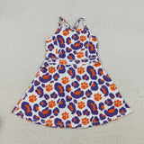 GSD3687 University Team Leopard Yoga Girl's Dress Onesie