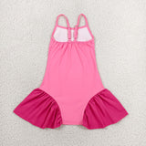 GSSO3259 Solid Color Pink Yoga Girl's Dress With Shorts