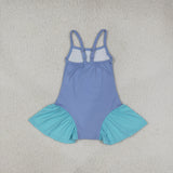 GSD3693 Solid Color Gray Blue Yoga Girl's Dress