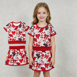 GSD3696 University Team Pig Mascot Bows Cheer Yoga Girls Skorts Set