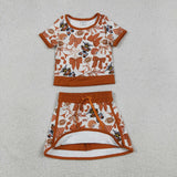 GSD3697 University Team TN Mascot Bows Cheer Yoga Girls Skorts Set