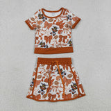 GSD3697 University Team TN Mascot Bows Cheer Yoga Girls Skorts Set