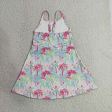 GSD3708 Summer Coconut Trees Grove Yoga Girl's Dress Onesie