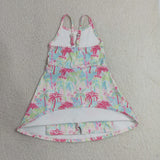 GSD3708 Summer Coconut Trees Grove Yoga Girl's Dress Onesie