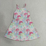 GSD3708 Summer Coconut Trees Grove Yoga Girl's Dress Onesie