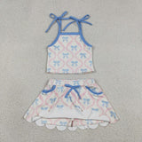 GSD3727 Coquette Bows Scallop Edge Yoga Girls Skorts Outfits