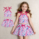 GSD3728 Ocean Flower Plant Yoga Girls Skorts Set