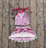 Preorder Samples GSD3728 Ocean Flower Plant Yoga Girls Skorts Set