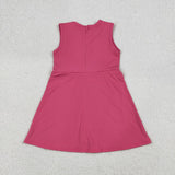 GSD3740 Solid Color Pink Ruffles Yoga Girl's Dress Onesie