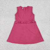 GSD3740 Solid Color Pink Ruffles Yoga Girl's Dress Onesie