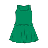 Preorder Samples GSD3742 Solid Color Green Ruffles Yoga Girl's Dress Onesie