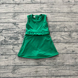 Preorder Samples GSD3742 Solid Color Green Ruffles Yoga Girl's Dress Onesie