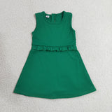 GSD3742 Solid Color Green Ruffles Yoga Girl's Dress Onesie