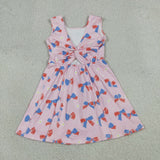 GSD3748 4th of July Bows Flower Pink Yoga Girl's Dress Onesie