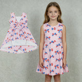 GSD3748 4th of July Bows Flower Pink Yoga Girl's Dress Onesie