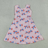 GSD3748 4th of July Bows Flower Pink Yoga Girl's Dress Onesie