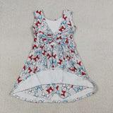 GSD3752 4th of July USA Bows Yoga Girl's Dress Onesie