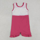 GSD3766 Solid Color Pink Ruffles Yoga Girl's Dress Onesie