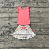 Preorder Samples GSD3772 Flower Pink Scallop Edge Yoga Girls Skorts Set