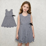GSD3777 Black Plaid Ruffles Yoga Girl's Dress Onesie