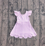 Preorder Samples GSD3796 Pink Plaid Scallop Edge Yoga Girl's Dress Onesie