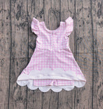Preorder Samples GSD3796 Pink Plaid Scallop Edge Yoga Girl's Dress Onesie