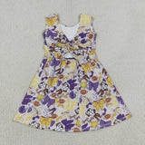 GSD3801 Team Football Bows Yoga Girl's Dress Onesie