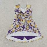 GSD3801 Team Football Bows Yoga Girl's Dress Onesie