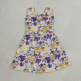 GSD3801 Team Football Bows Yoga Girl's Dress Onesie