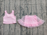 Preorder Samples GSD3806 Pink Tulle Yoga Girls Skorts Set