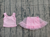 Preorder Samples GSD3806 Pink Tulle Yoga Girls Skorts Set