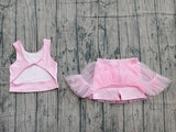 Preorder Samples GSD3806 Pink Tulle Yoga Girls Skorts Set