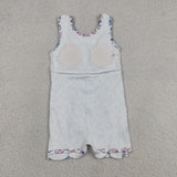 GSD3808 Flower Bows Scallop Edge Yoga Girl's Dress Onesie