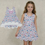 GSD3808 Flower Bows Scallop Edge Yoga Girl's Dress Onesie