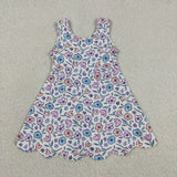 GSD3808 Flower Bows Scallop Edge Yoga Girl's Dress Onesie