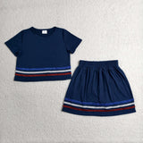 GSD3811 4th of July USA Stripe Shiny Girls Skorts Outfits