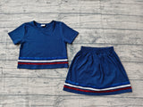 Preorder Samples GSD3811 4th of July USA Stripe Shiny Girls Skirt Set