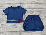 Preorder Samples GSD3811 4th of July USA Stripe Shiny Girls Skirt Set