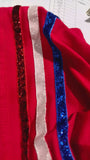 Preorder Samples GSD3812 4th of July Navy blue Stripe Shiny Girls Skirt Set