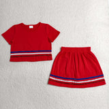 GSD3812 4th of July Red Stripe Shiny Girls Skorts Outfits