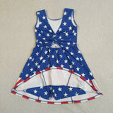 GSD3813 4th of July USA Flag Yoga Girl's Dress Onesie