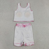 GSD3814 Castle Bows Pink Yoga Girls Skorts Set