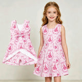 GSD3815 Castle Bows Pink Yoga Girl's Dress Onesie