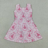 GSD3815 Castle Bows Pink Yoga Girl's Dress Onesie
