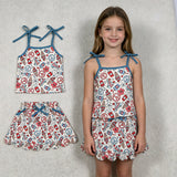 GSD3827 4th of July Ice Cream Flower Scallop Edge Girls Skorts Set