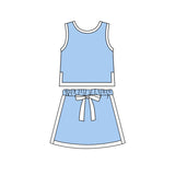 Preorder Samples GSD3828 Solid Color Sky Blue Sports Girls Skorts Set